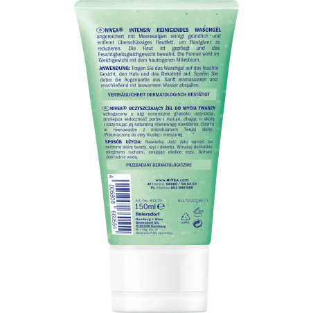 NIVEA Face Wash Gel for combination and oily skin, 150 ml
